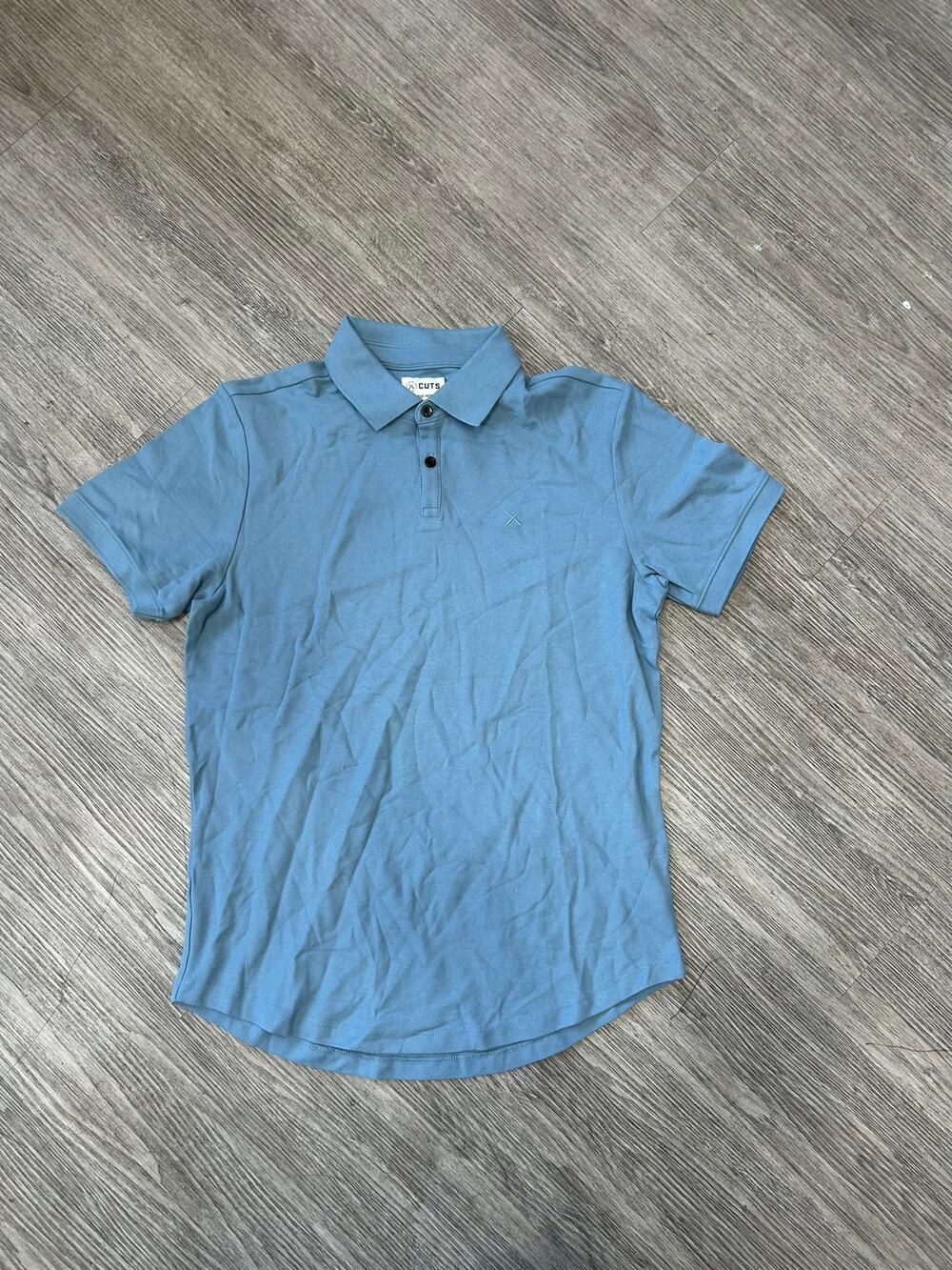 CUTS Clothing Mens Medium Curve-Hem Short Sleeve Polo Shirt Blue Golf Athleisure